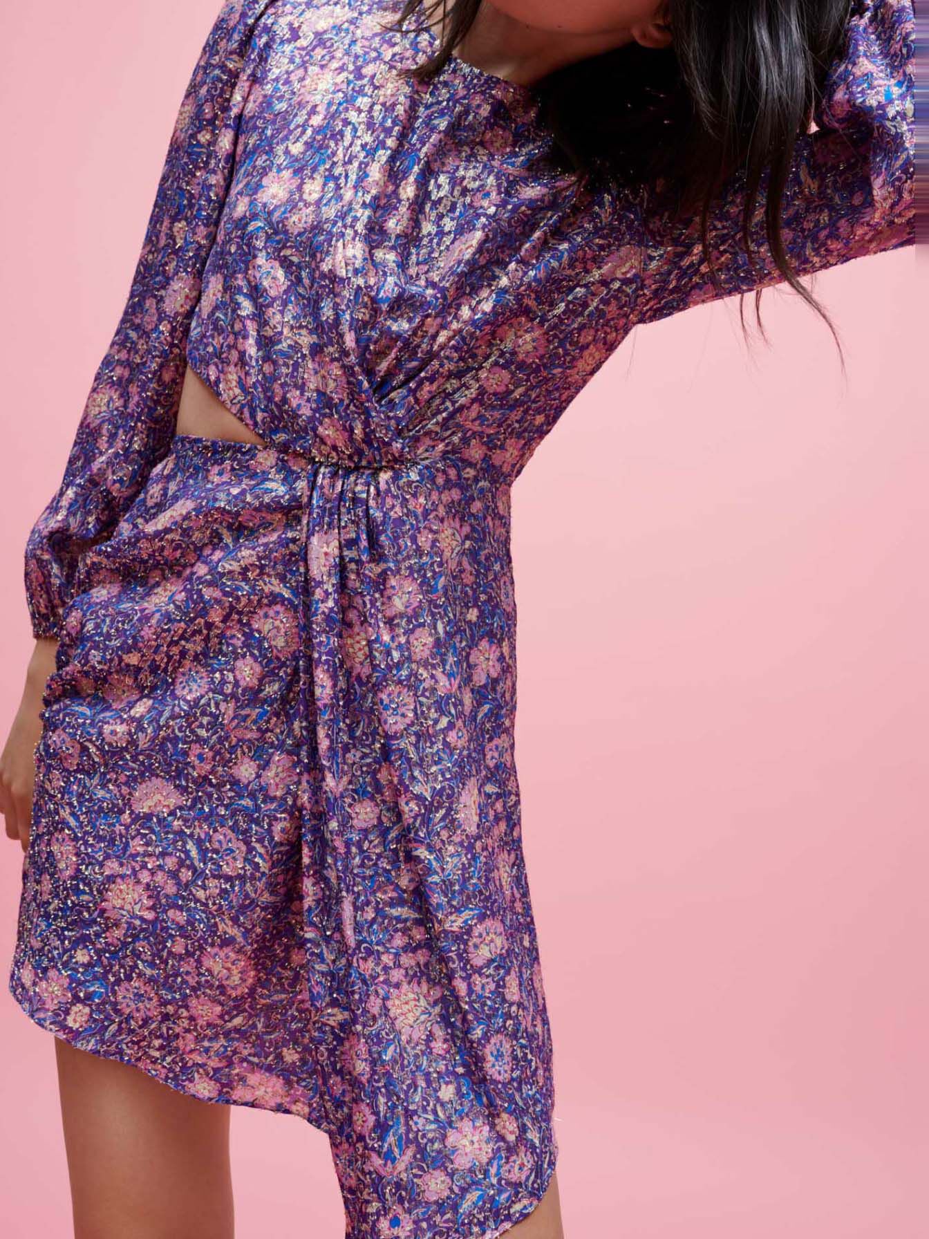 Jurk van viscose met metallic print - Dahlia violet
