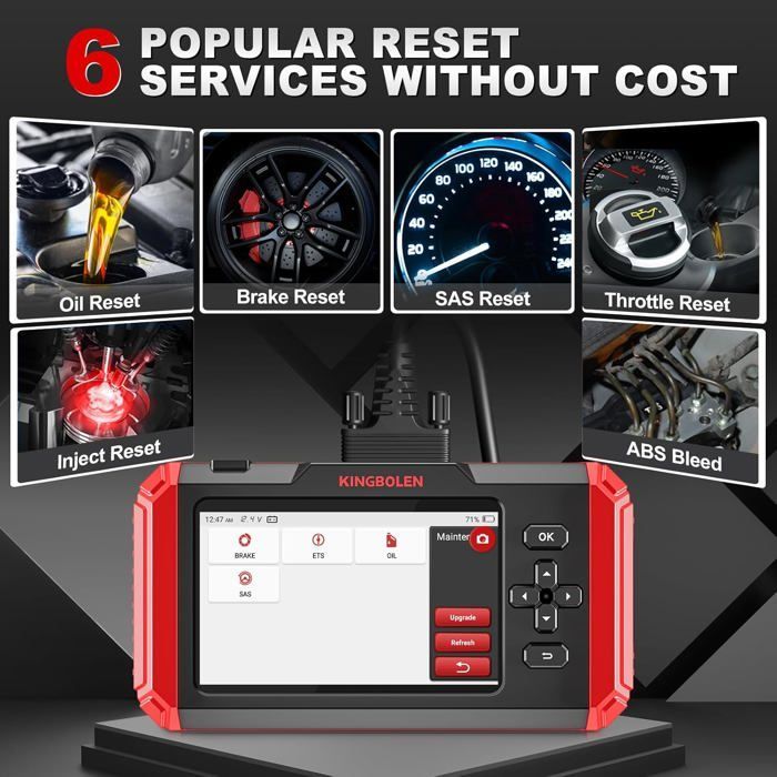 KINGBOLEN S500 Valise Diagnostic Auto pour Moteur/ABS/SRS/Boîte de Vitesses, Outil de Diagnostic OBD2 du 4 Système