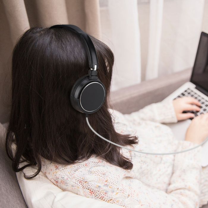 Casque de musique stéréo HiFi avec casque filaire compact pliable