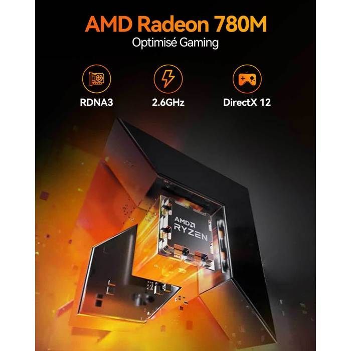 GEEKOM A8 Mini PC - AMD Ryzen 7 8745HS, 16 Go DDR5 évolutifs, 1 To SSD, Radeon 780M, 6x USB, Windows 11 Pro