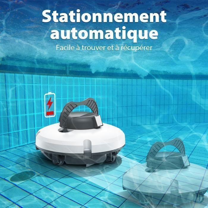 Redkey S100 draadloze robotstofzuiger voor zwembaden - 130 minuten accuduur, krachtige zuigkracht voor bladeren/zand/algen, automatische parkeerfunctie