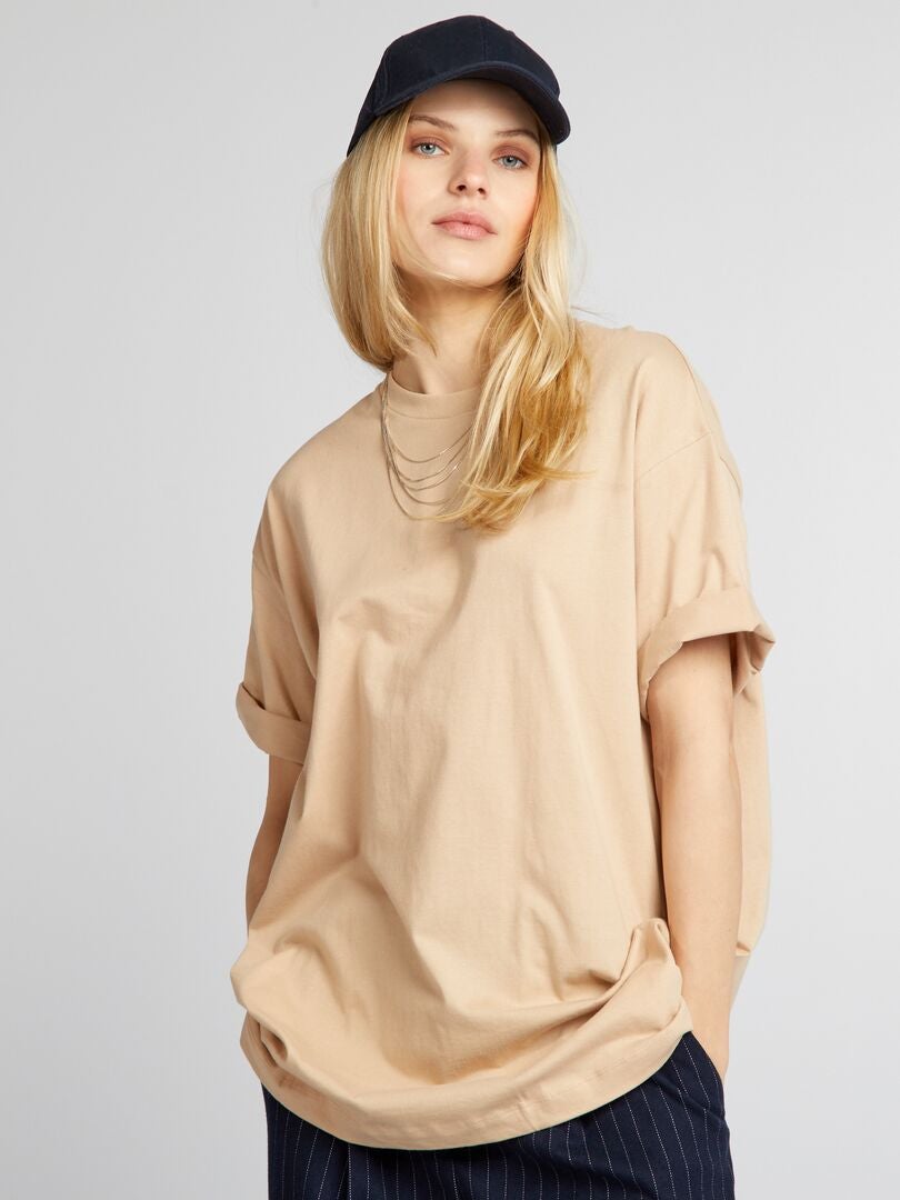 Camiseta básica extragrande - BEIGE