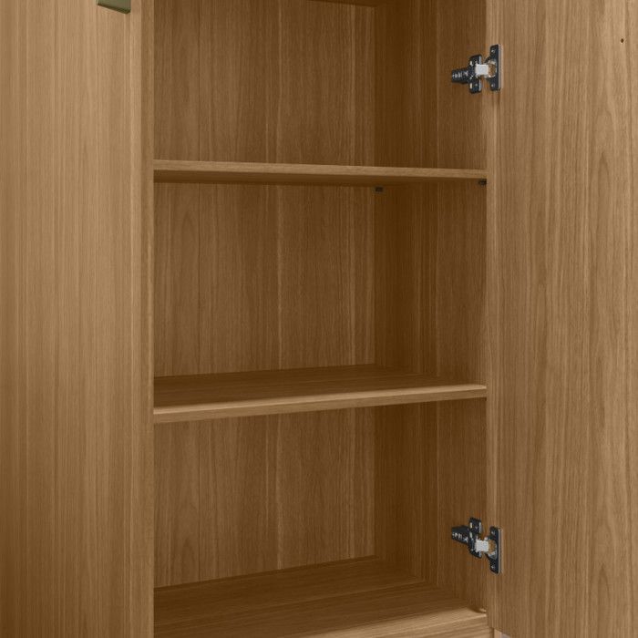 Multifunctional Oak Cabinet with 2 Doors and 5 Shelves, W 63 cm x H 180 cm x D 35 cm - W 63 cm x D 35 cm x H 180 cm