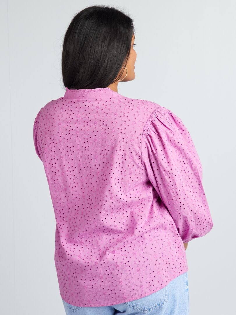 Blusa com bordado em ponto inglês - ROSA