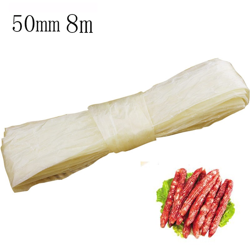 Boyaux de 50 mm pour saucisses, emballage d'intestins de porc, tubes pour saucisses, hot-dogs, hamburgers, outils pour saucisses, longueur 8 m