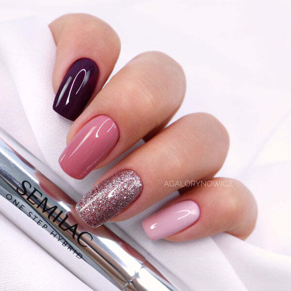 Semilac One Step gelový lak 5ml 245 třpytivá růžovo-béžová