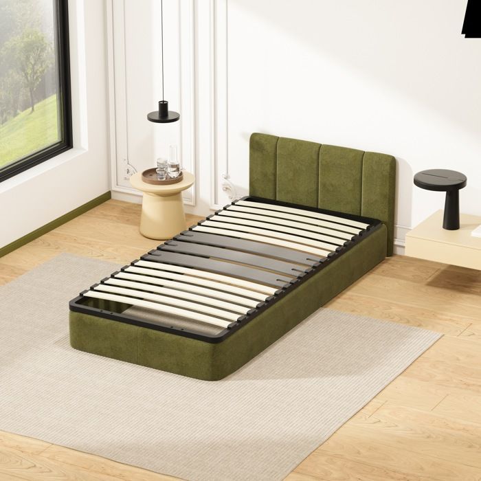 Base de cama de 90x200 cm con 15 listones de álamo natural - Montaje exprés - DEWINNER