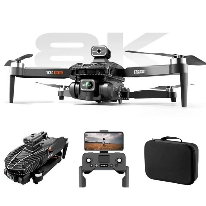 Dron, 4K, doble cámara, motor sin escobillas, 5G, evasión de obstáculos, modo seguimiento, modo belleza, fibra de carbono negra