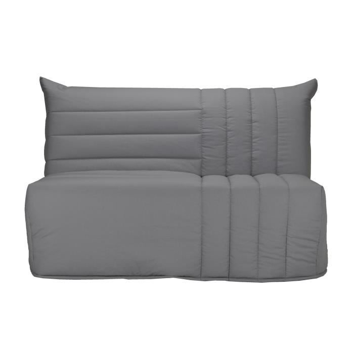 BECCI 3-seater sofa bed - Grey fabric - BULTEX - Made in France - W 142 x D 101 cm