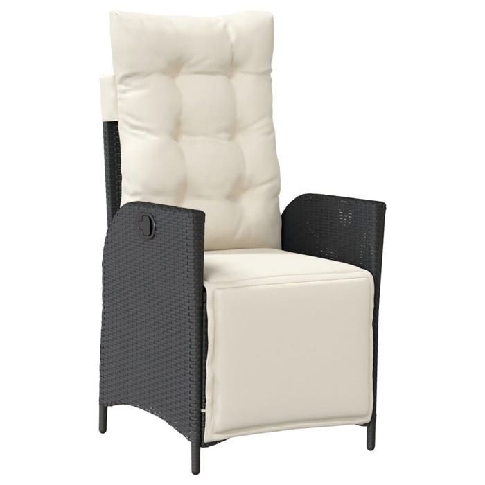 Tuineetset - vidaXL - 7-delig - Rotan van kunststof - Zwart - Tafel 200x100x74 cm - Ligstoelen