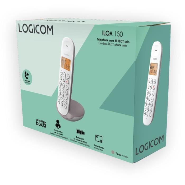Draadloze vaste telefoon - LOGICOM - DECT ILOA 150 SOLO - Taupe - Geen antwoordapparaat
