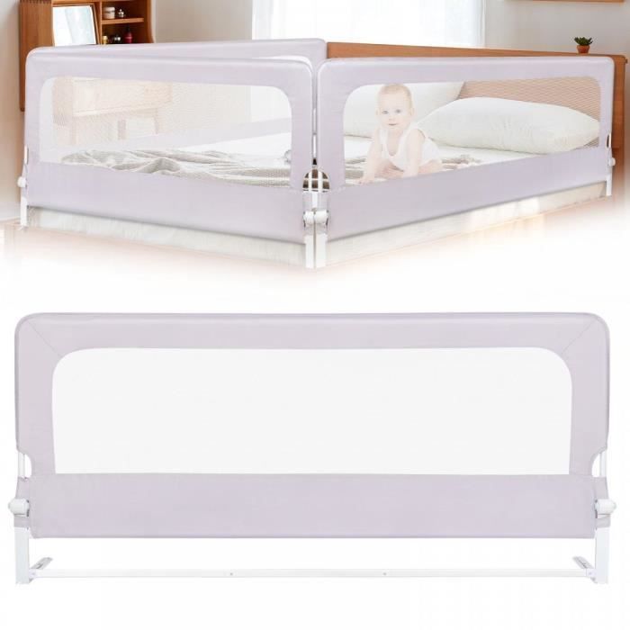 Barrière de lit bébé 1Pcs - XUANYU - 180*70*26 cm - Barre latérale pliante et ajustable - Fer+Tissu Oxford Gris