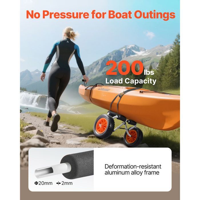 Kayak Transport Trolley - Duoku - 90 kg Load Capacity - Foldable and Compact Model - Suitable for Kayaks, Canoes and Paddleboards