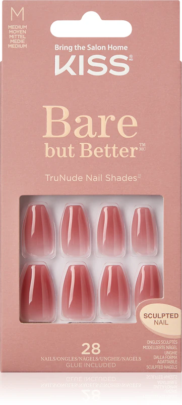 Unhas postiças KISS Bare But Better tamanho médio