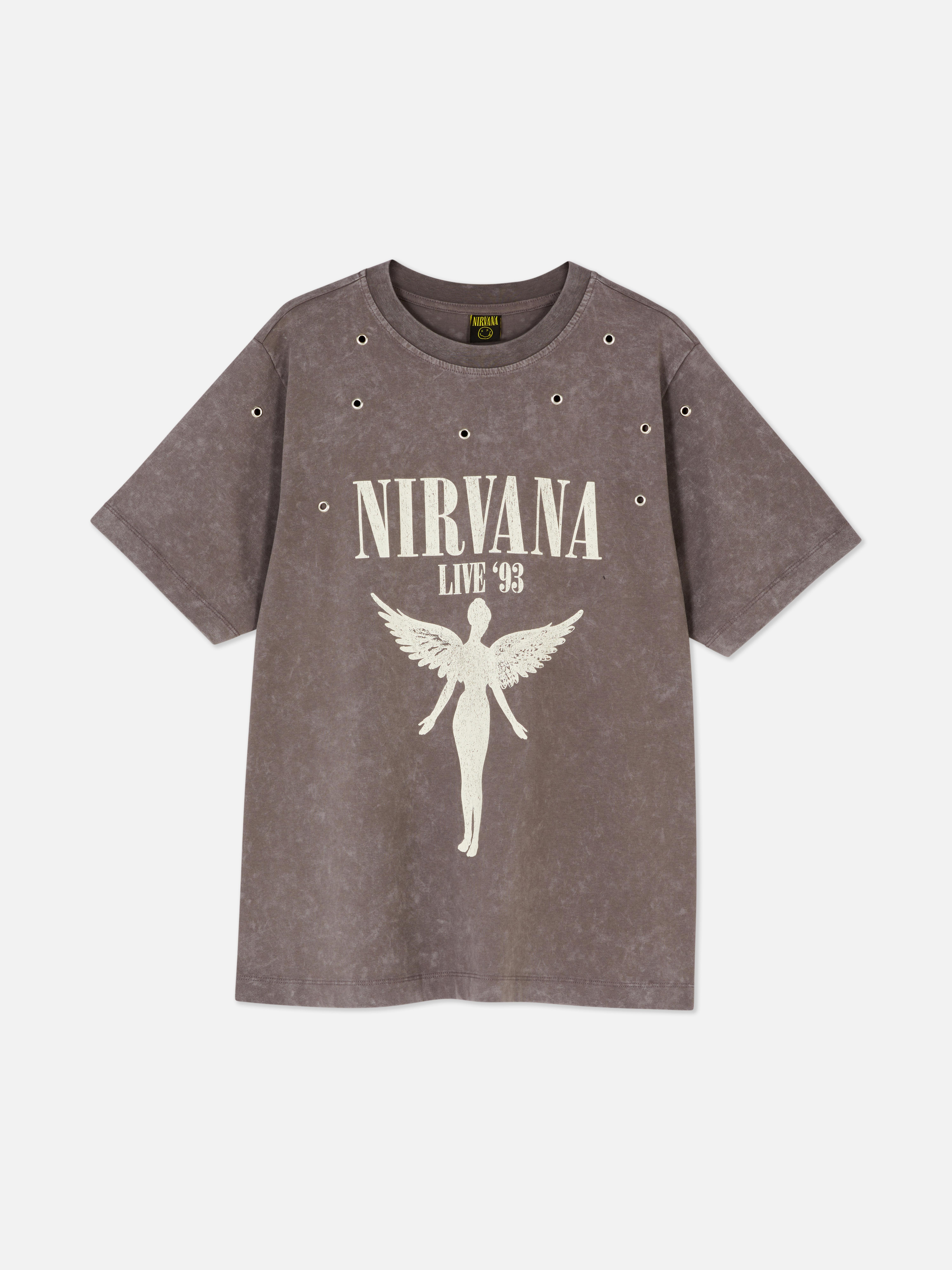 Tricou cu mânecă scurtă Nirvana Un tricou cu mânecă scurtă și orificii pentru ochiuri