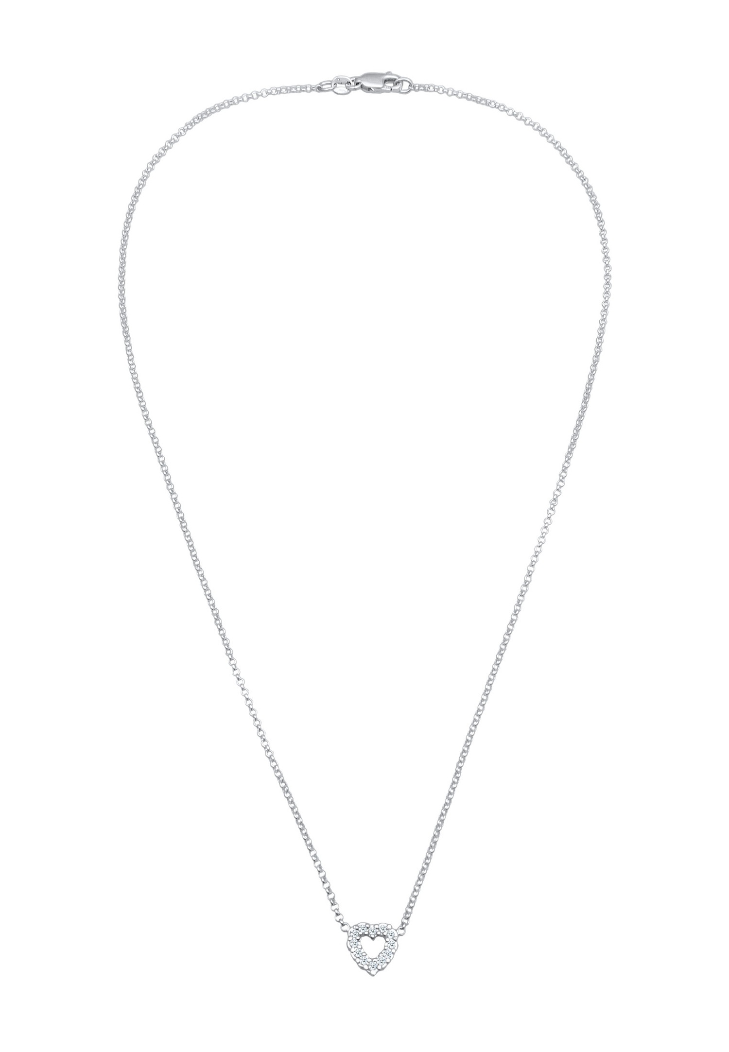 Elli DIAMONDS Femmes pendentif cœur amour avec diamants de laboratoire (0.18 ct) en argent sterling 925