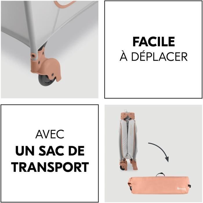 Lit de voyage - HAUCK - SLEEP N PLAY GO PLUS - 60 x 120 cm - Dès la naissance - Pliable - Roulettes - Dusty Cork