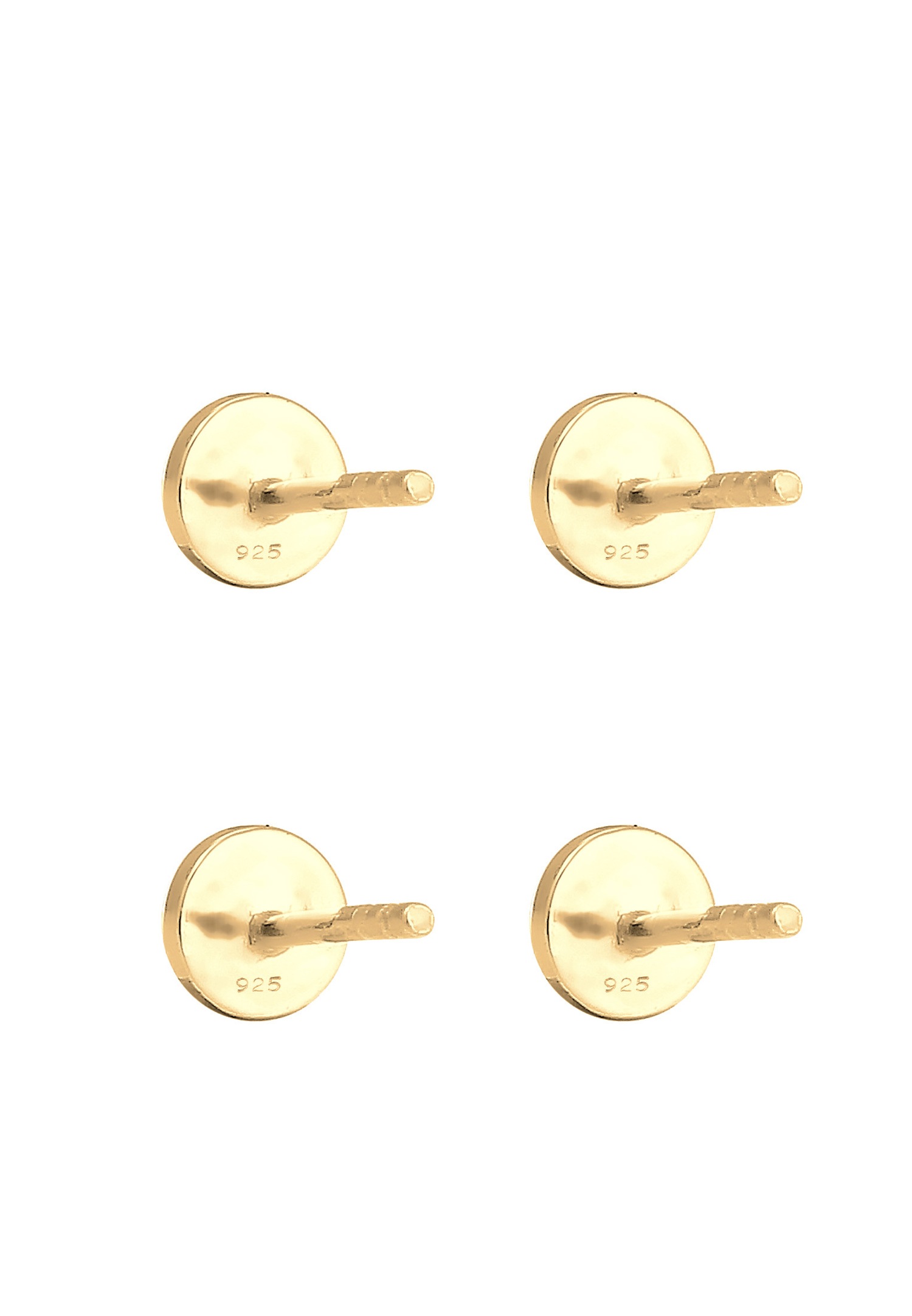 Elli Femmes Clous d'oreilles Set de 2 Martelées Brillantes en Argent Sterling 925