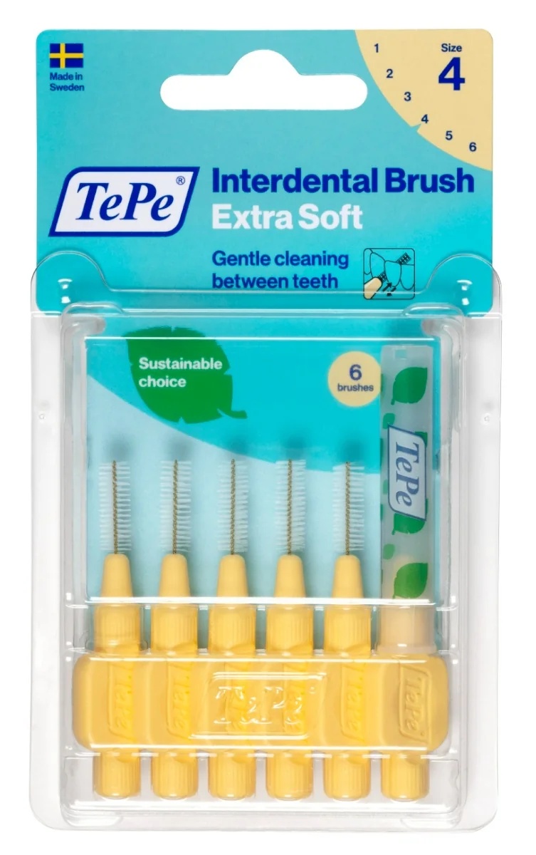 Escova interdental TEPE Tepe extra macia amarela tamanho ISO 4 - limpeza dos espaços interdentais