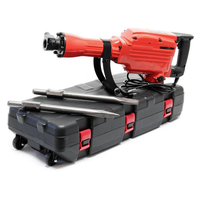 Wiltec Marteau de démolition 1700 W – 760 x 180 x 310 mm – 1900 tr/min – Avec burins et autres accessoires – pour Béton Pierre natur