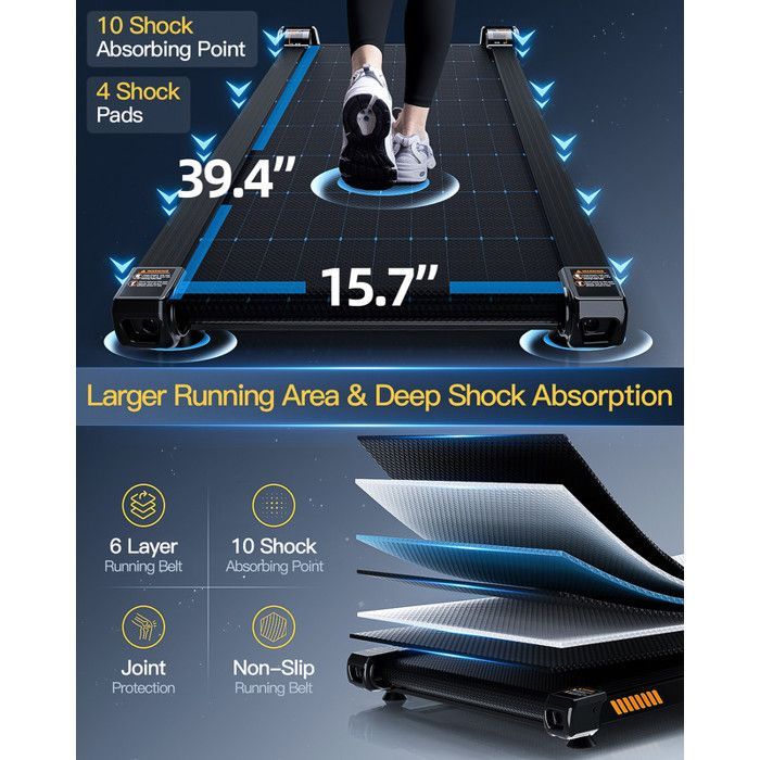 Akluer H1 Treadmill, Automatic Incline Adjustment, Quiet 2.5 HP Motor, Maximum User Weight: 150 kg, Speed: 1 to 6 km/h, Black