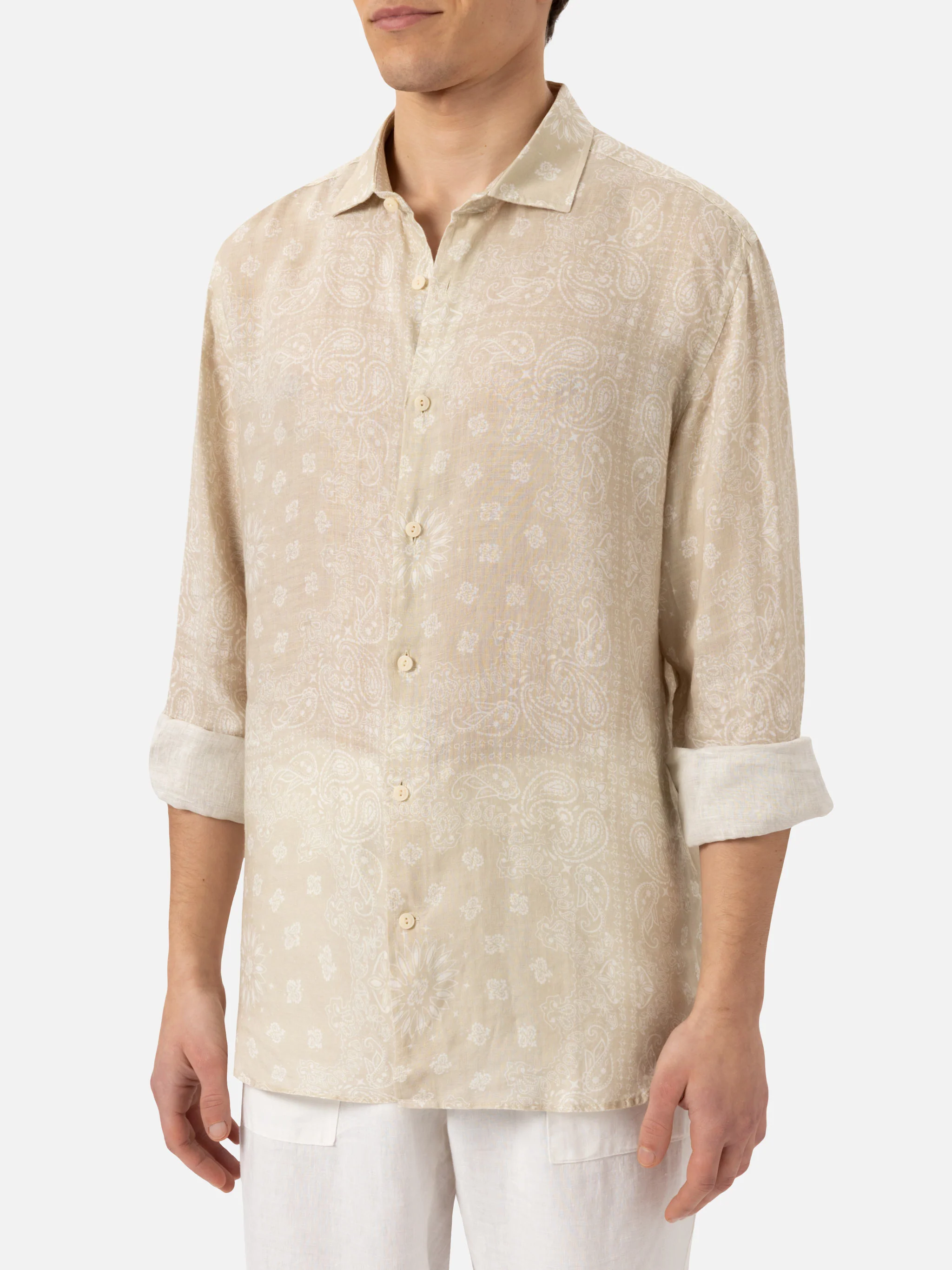 Pamplona linnen shirt met bandana-print