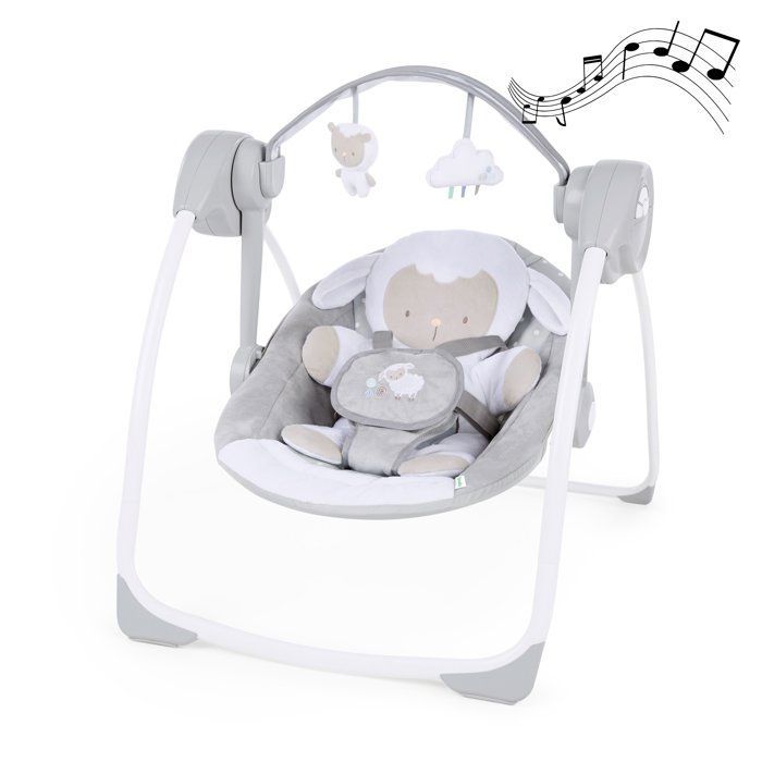 INGENUITY Baby Bouncer, Foldable Electric Swing - Little Sheep - Removable Arch and Toys, Baby Gift