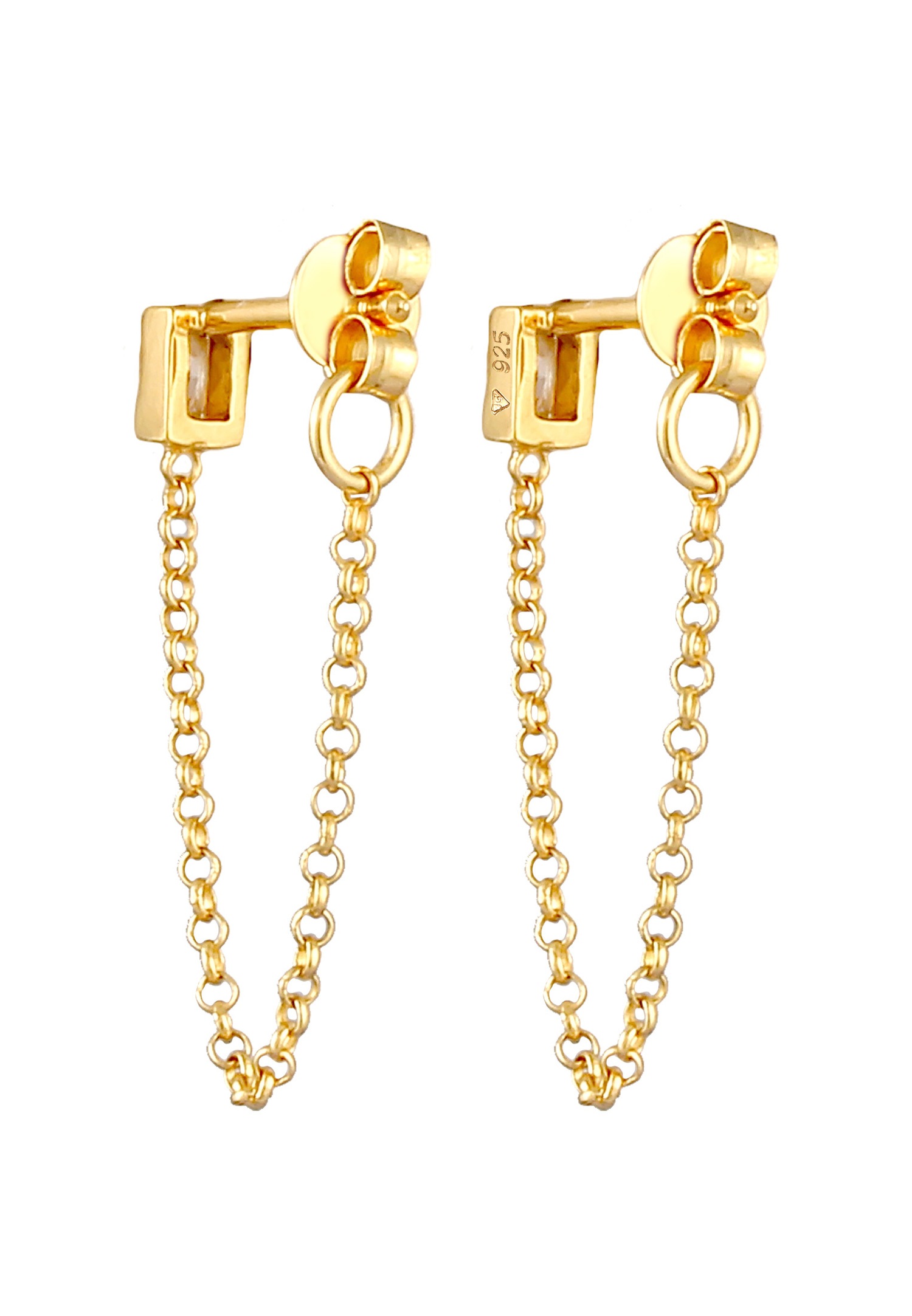Elli boucle d'oreilles pour dames Géo filigrane avec zircone en 925/1000 argent massif