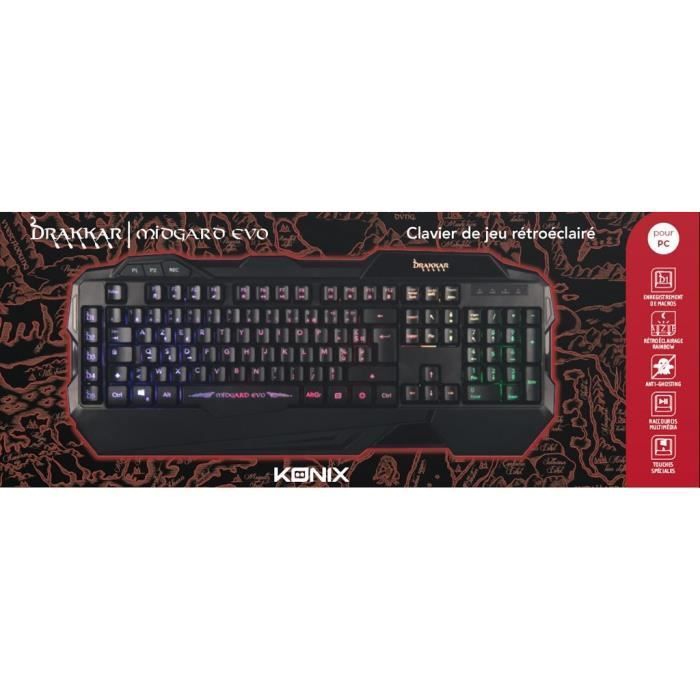 Clavier gamer - Drakkar - Midgard Evo - Rétroéclairé - Membrane - Anti-ghosting