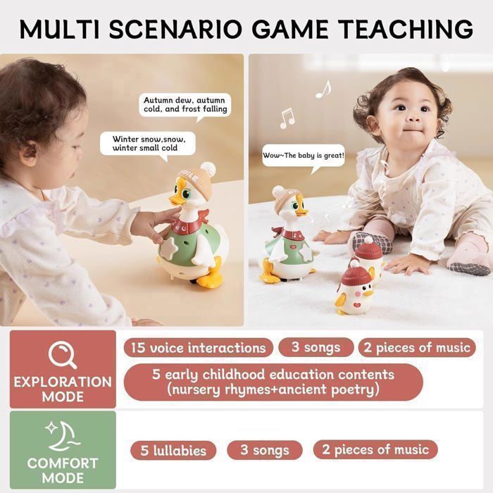 Electric Duck Toy - KCVV - Family Play Set - 1 Duck + 3 Babies - Safe - Interactive