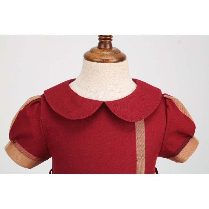 Baby Girl's Plaid Short-Sleeve Dress, 100% Comfortable Cotton - Red