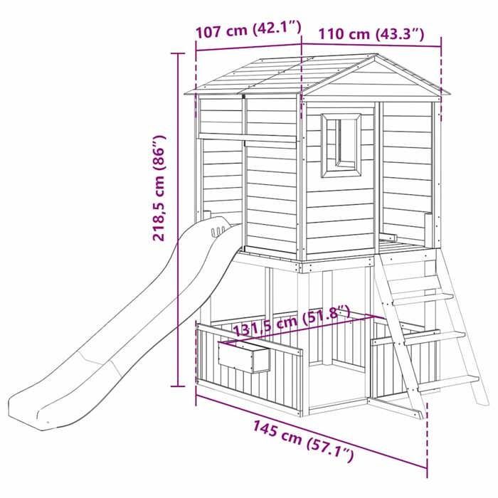 vidaXL Aire de jeux d'extérieur gris foncé bois massif de sapin, aire de jeux, ensemble de jeu en bois, ensemble de terrain 3376142
