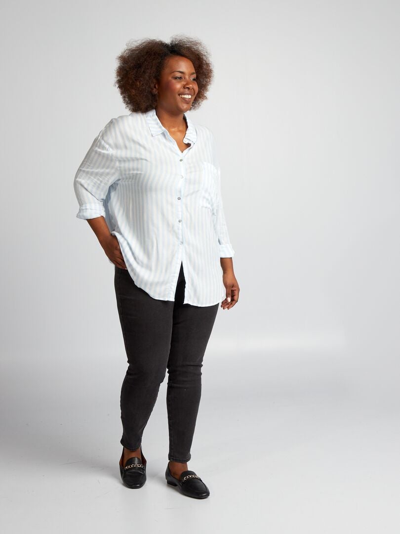 Zachte gestreepte blouse - BLAUW