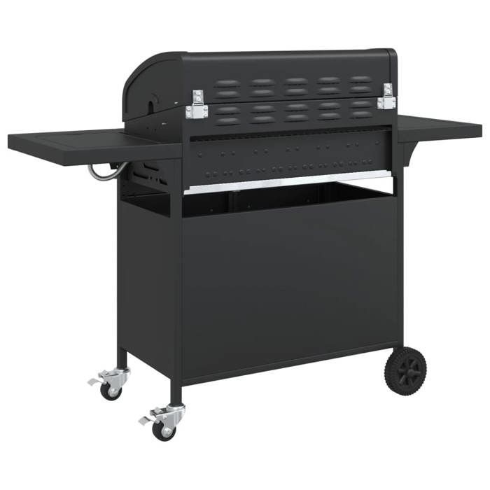 Barbacoa de gas - vidaXL - 7 quemadores - Negra - Acero revestido - Termómetro integrado