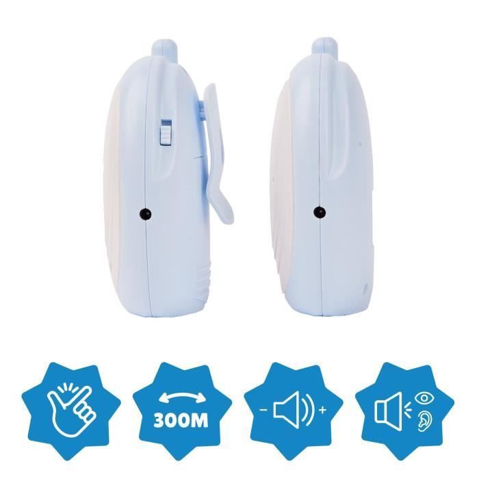 Badabulle Audio Baby Monitor - Easy to use - 300m range - Compact baby monitor - Audible and visual alarm