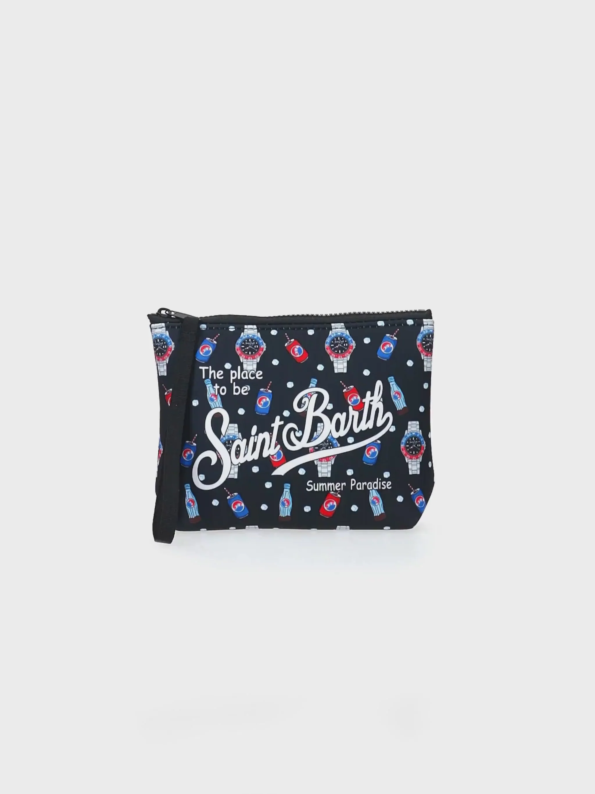 Aline scuba clutch tas met horloge- en drankprint
