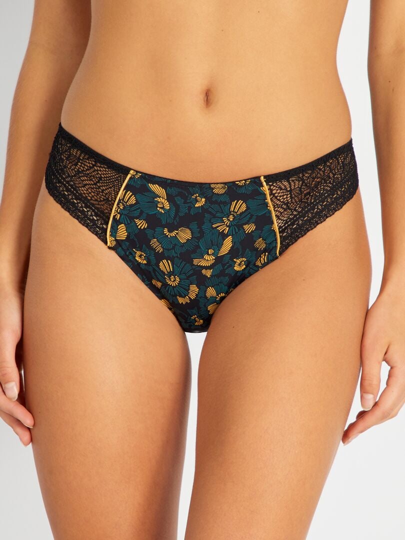 Calcinha estampada 'Envie de Lingerie' - PRETA