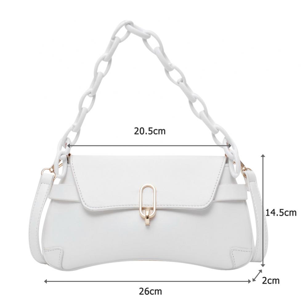 Borsa a tracolla da donna alla moda, elegante borsa a tracolla con catena, borse a mano retrò da donna in pelle PU tinta unita.