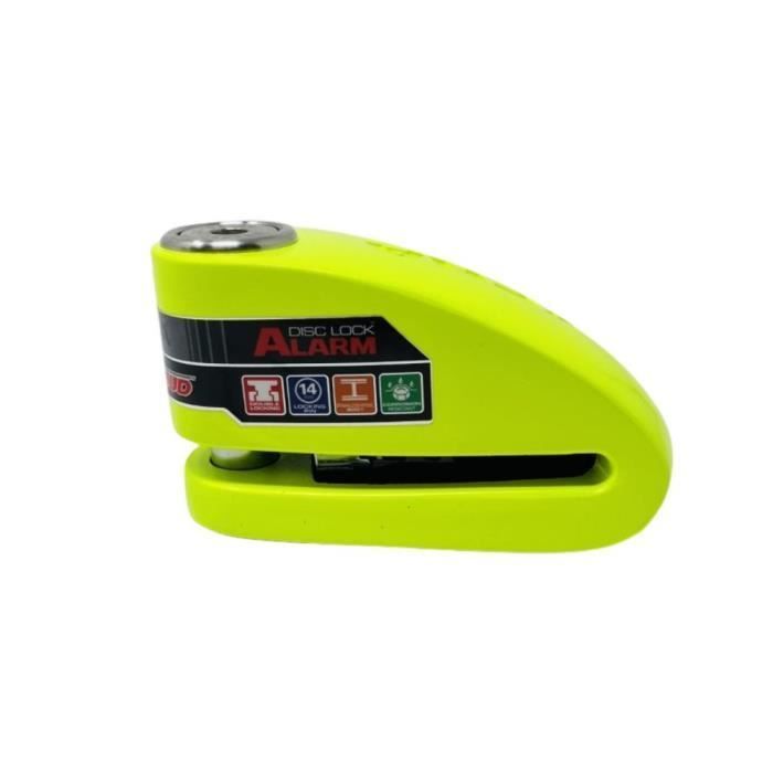 XENA - Lucchetto a disco per moto con allarme, 120 dB, acciaio XX15, 14 mm - Classe SRA - Giallo fluorescente bc100010843600000