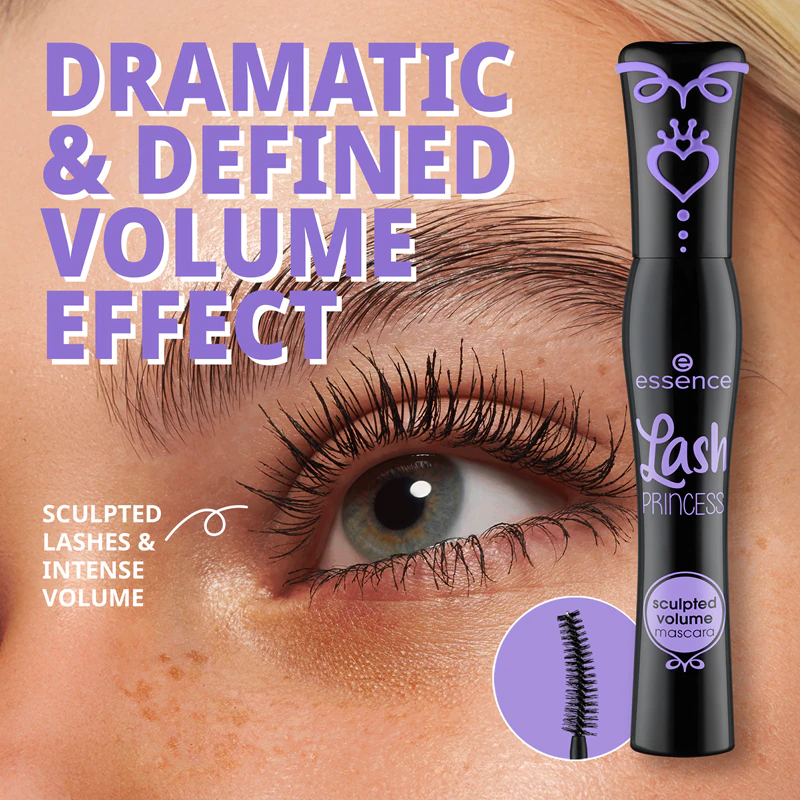 máscara para cílios essence Lash PRINCESS proporciona volume e curvatura aos cílios.