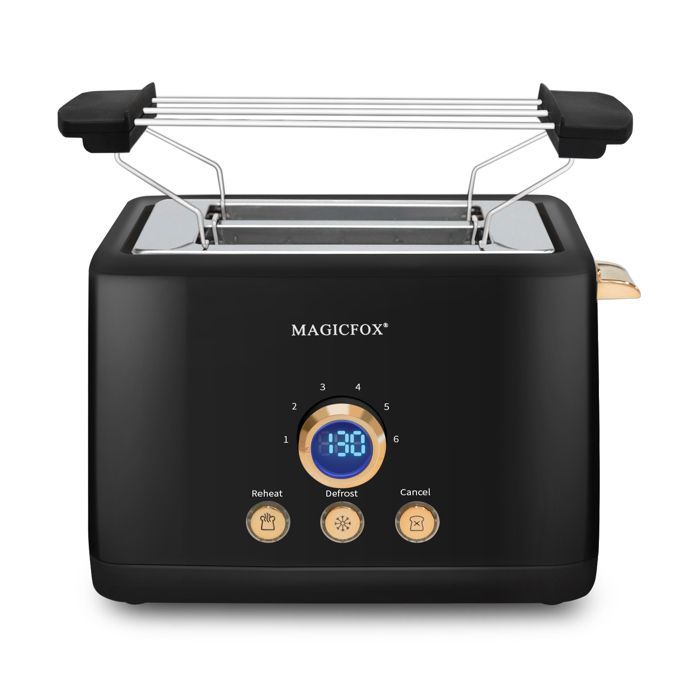 Tostadora digital MAGICFOX, 2 ranuras extra anchas, 3 funciones preestablecidas, expulsión automática, tostado clásico - 840 W - Negra
