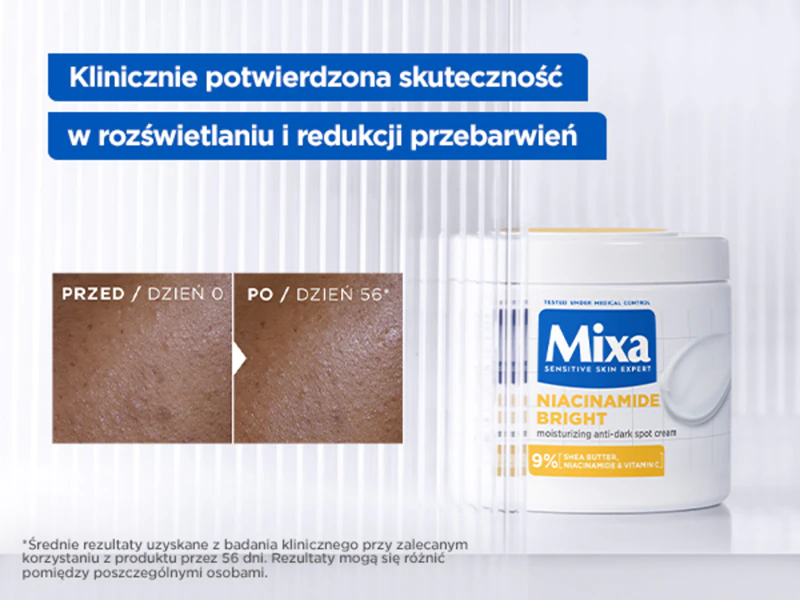 Creme multifuncional Mixa Niacinamide Bright, creme hidratante intensivo contra manchas.