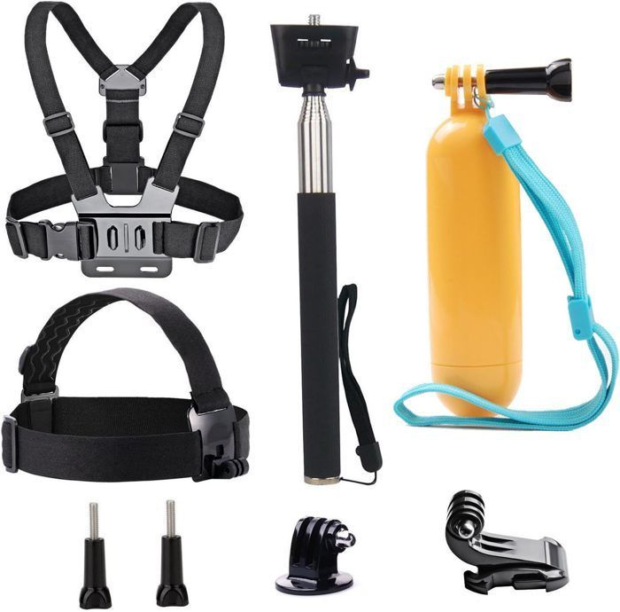 Kit de accesorios 4 en 1 para cámaras de acción GoPro Hero 13/12/11/10/9/8/7/6/5/Fusion/AKASO/Campark/APEMAN/Crosstour