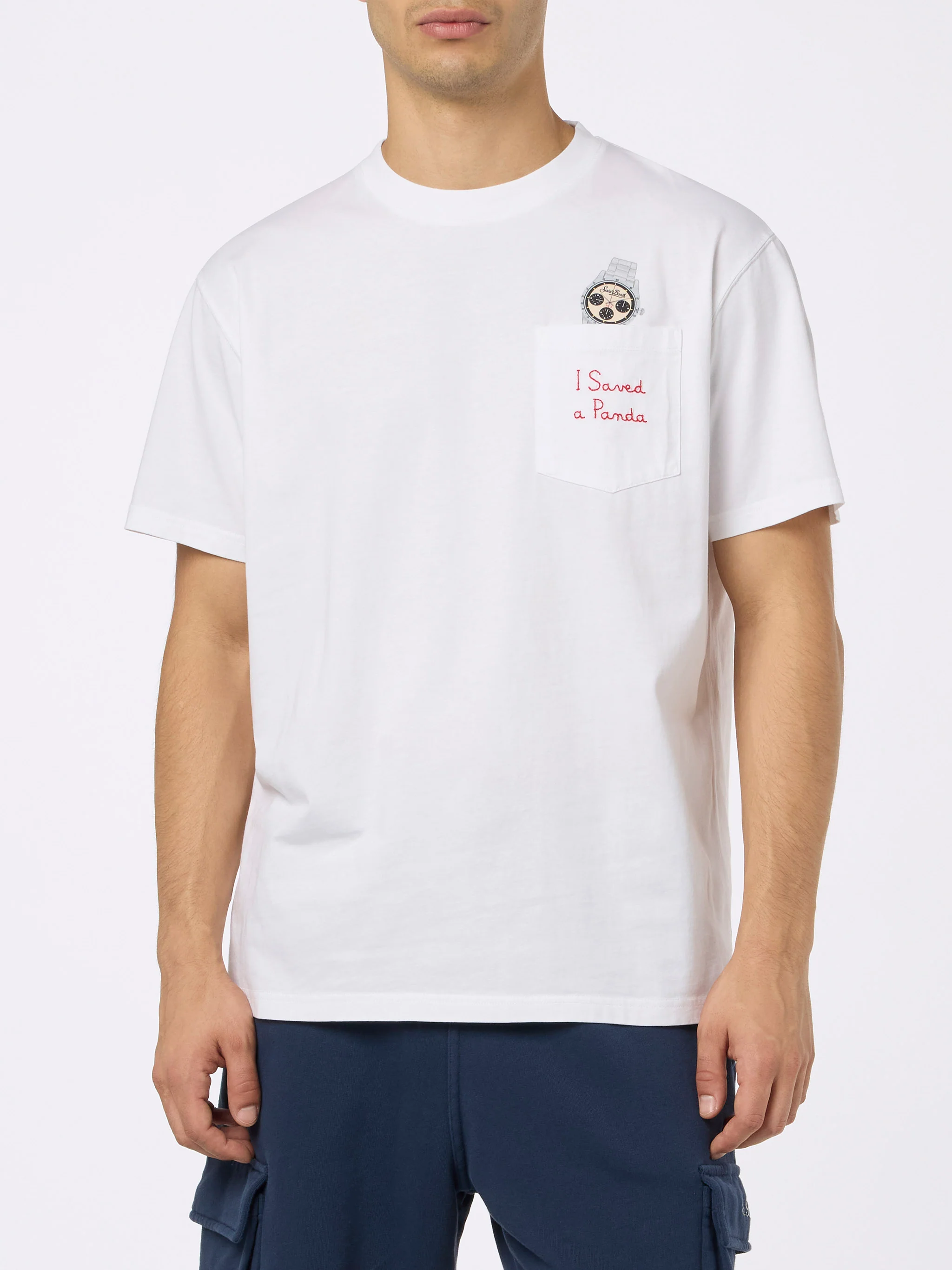 Austin Cotton Jersey T-Shirt | Embroidered Pocket & Saint Barth Logo | Saint Barth