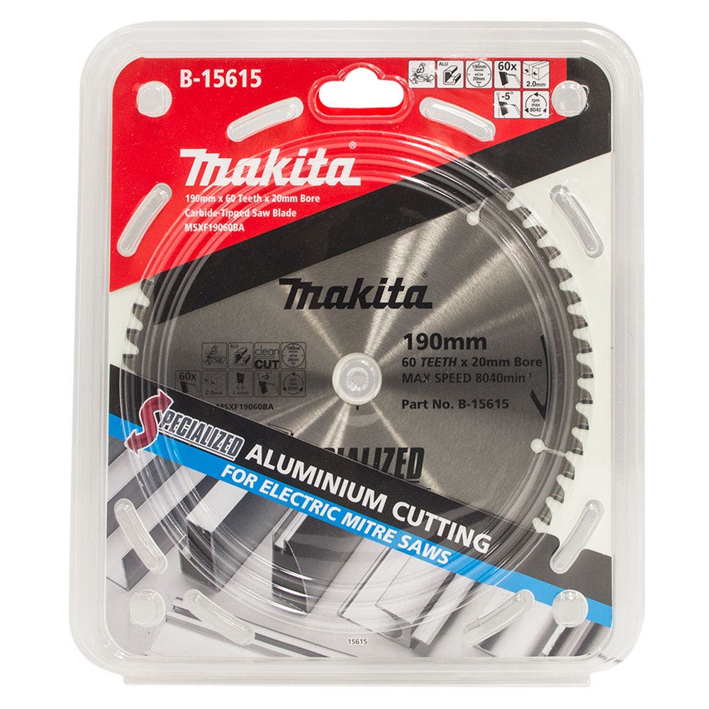 MAKITA TCT 190 mm 60-tenners skjæreskive for aluminiumsskjæring - Gjærsager - SPESIALIZED