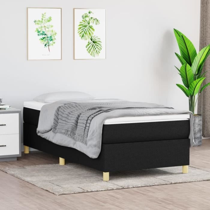 Base de cama de muelles - MOTHINESSTO - LY8431 - Negra - 90x190 cm - Tejido 100% poliéster