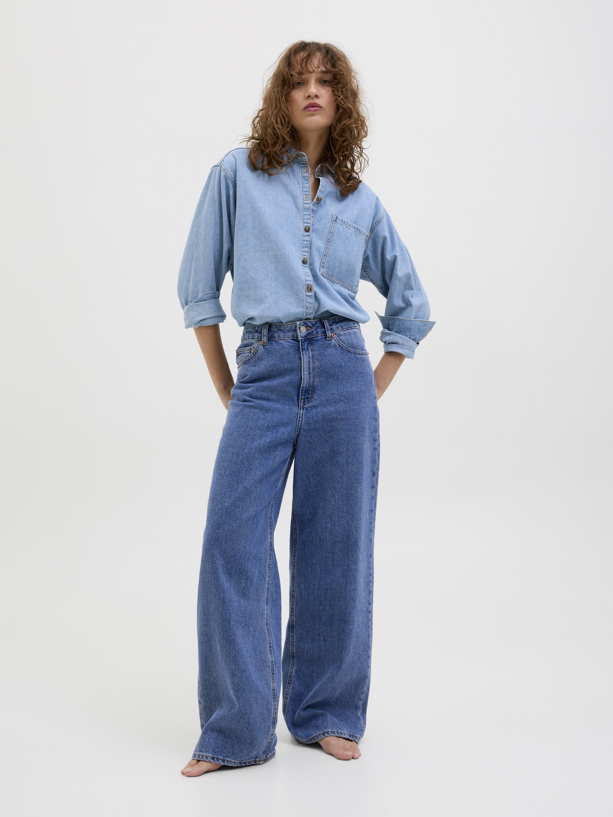 JJXX JXTOKYO WIDE FIT - Calça de perna larga - jeans azul médio
