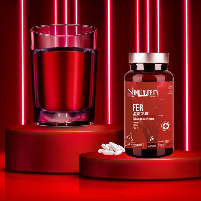 Bisglicinato de hierro – Energía e inmunidad, 30 cápsulas, complemento alimenticio, Vindi Nutrity