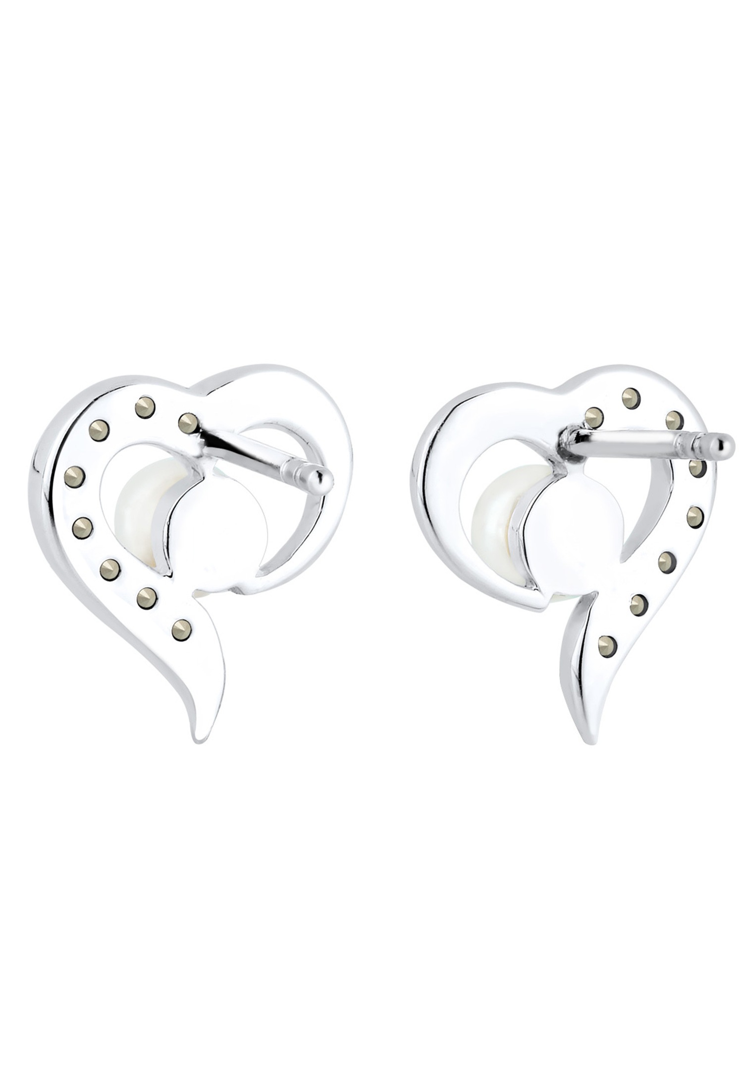 Elli Femmes Motif Cœur Élégant Perles de culture d'eau douce avec cristaux en argent sterling 925