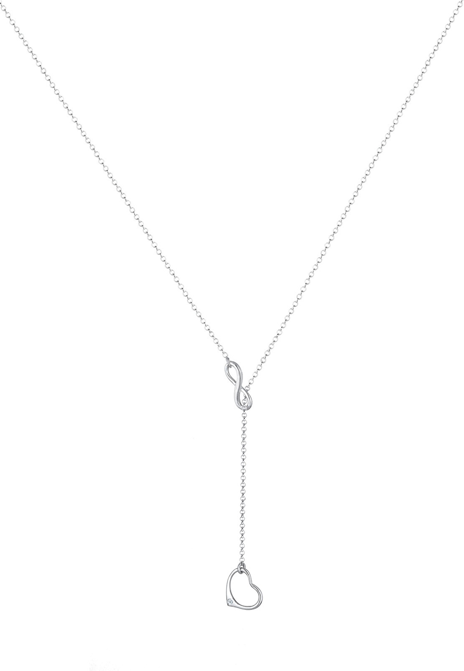 Elli DIAMONDS Femme Pendentif Coeur Infini Collier en Y Tendance avec Diamant (0,02 ct.) en Argent Sterling 925
